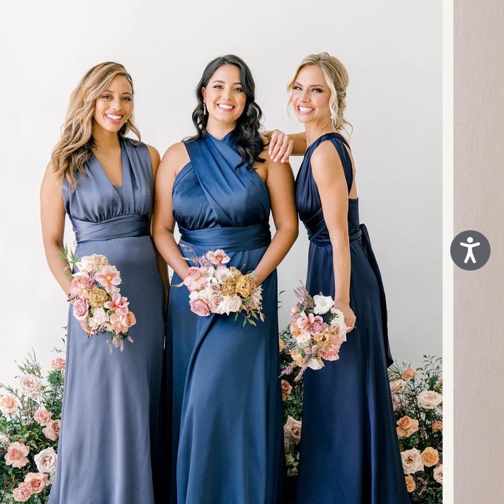 NWT Revelry Devan Convertible Satin Bridesmaids Dress in Soft Champagne